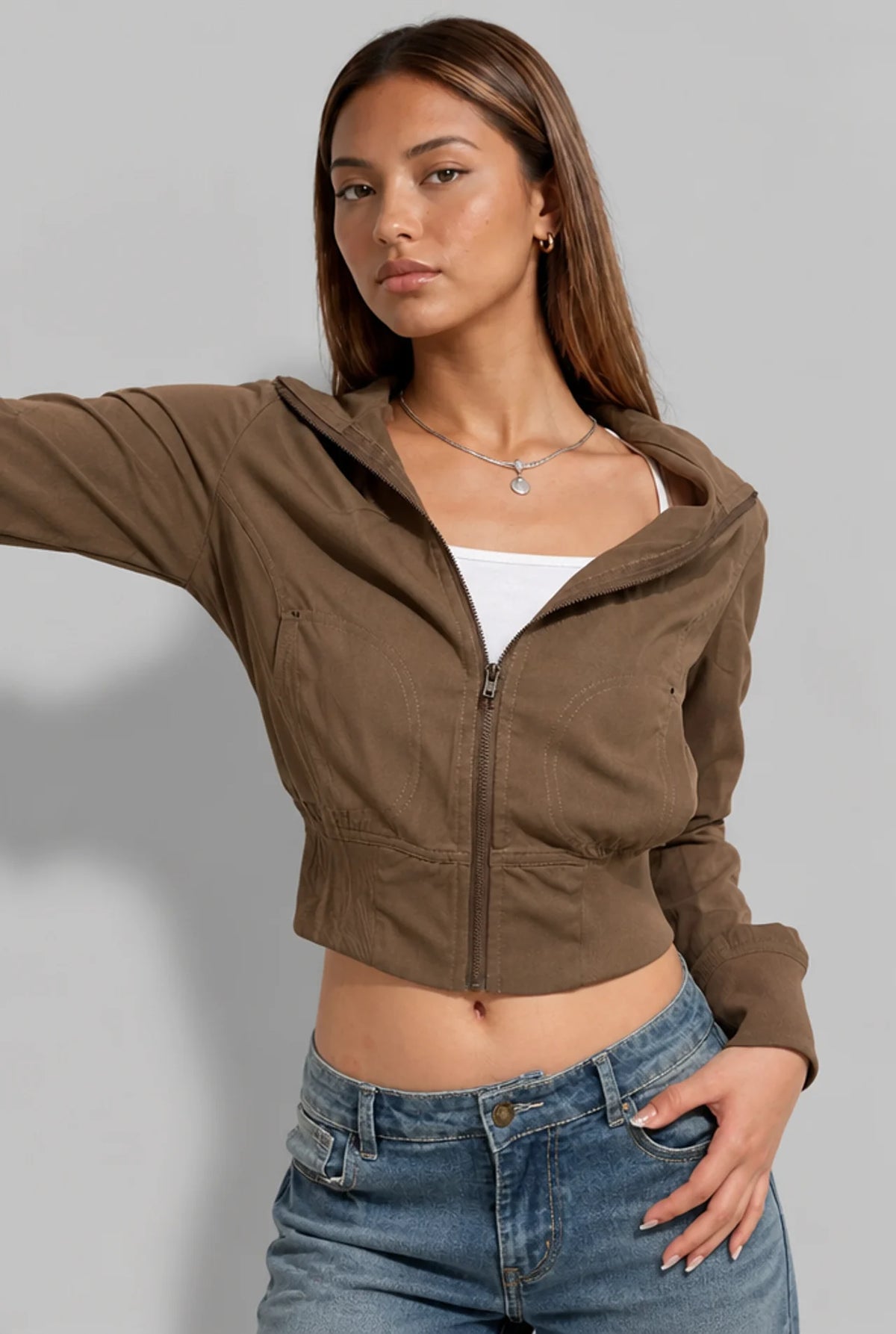 Cropped Jacket with Cinched Waist