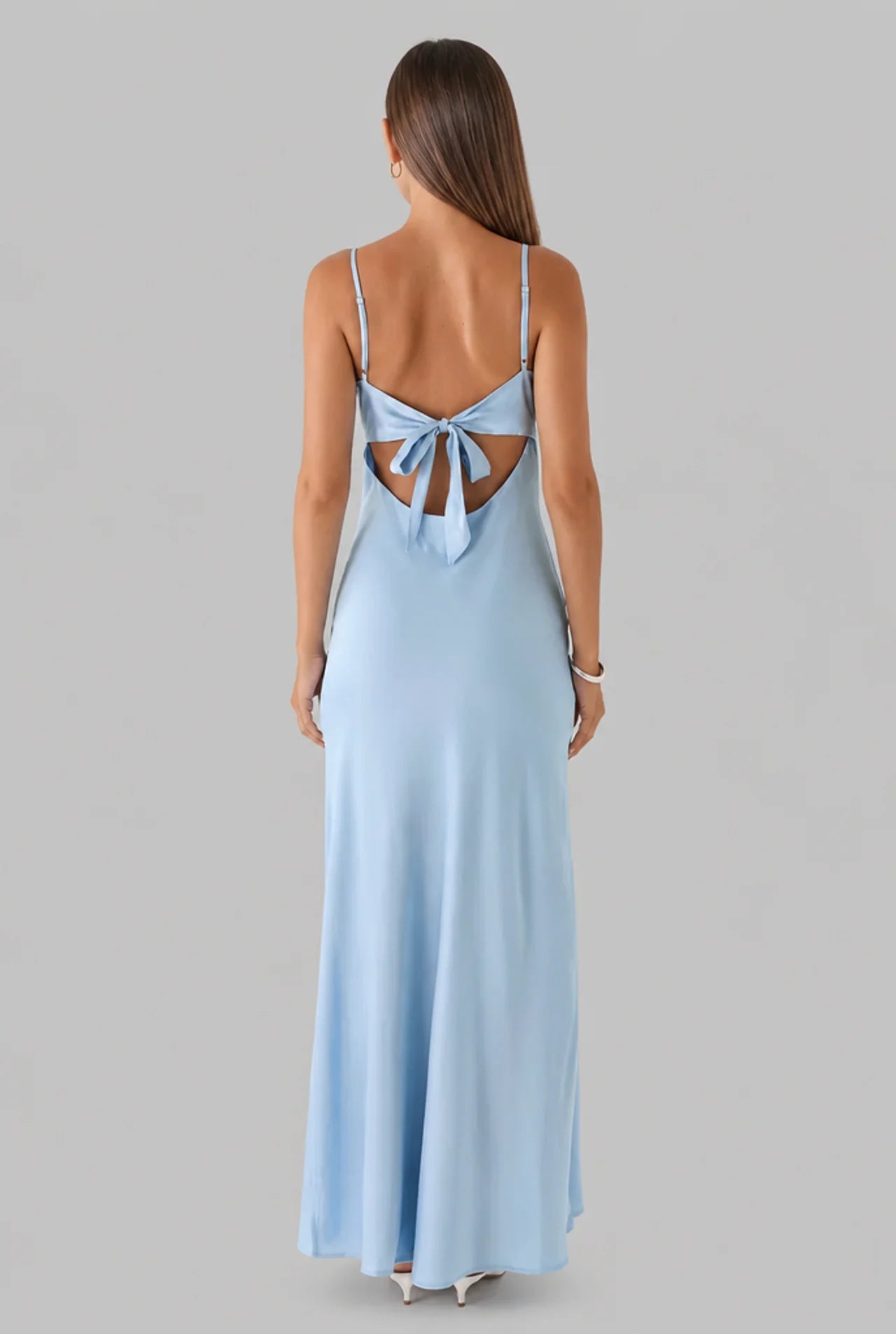 Satin Slip Tie Front Maxi Dress