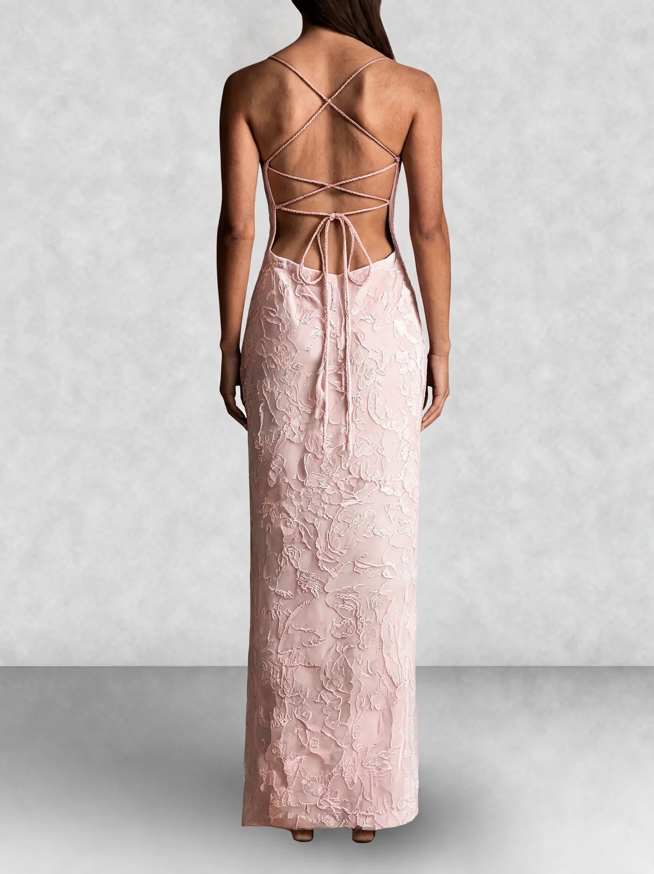 Floral Cowl Neck Lace Up Back Maxi Dress