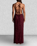 Floral Cowl Neck Lace Up Back Maxi Dress