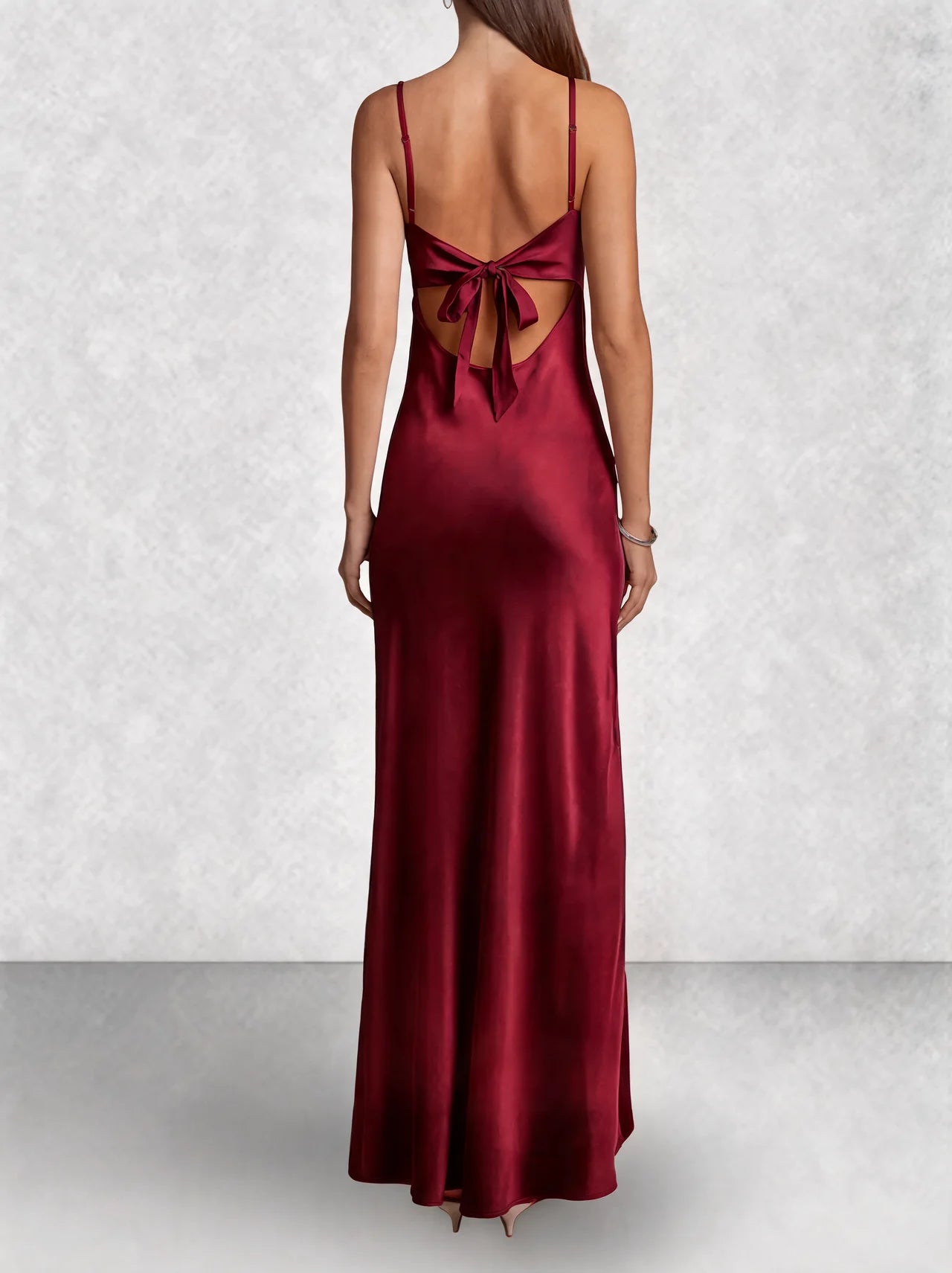 Satin Slip Tie Front Maxi Dress