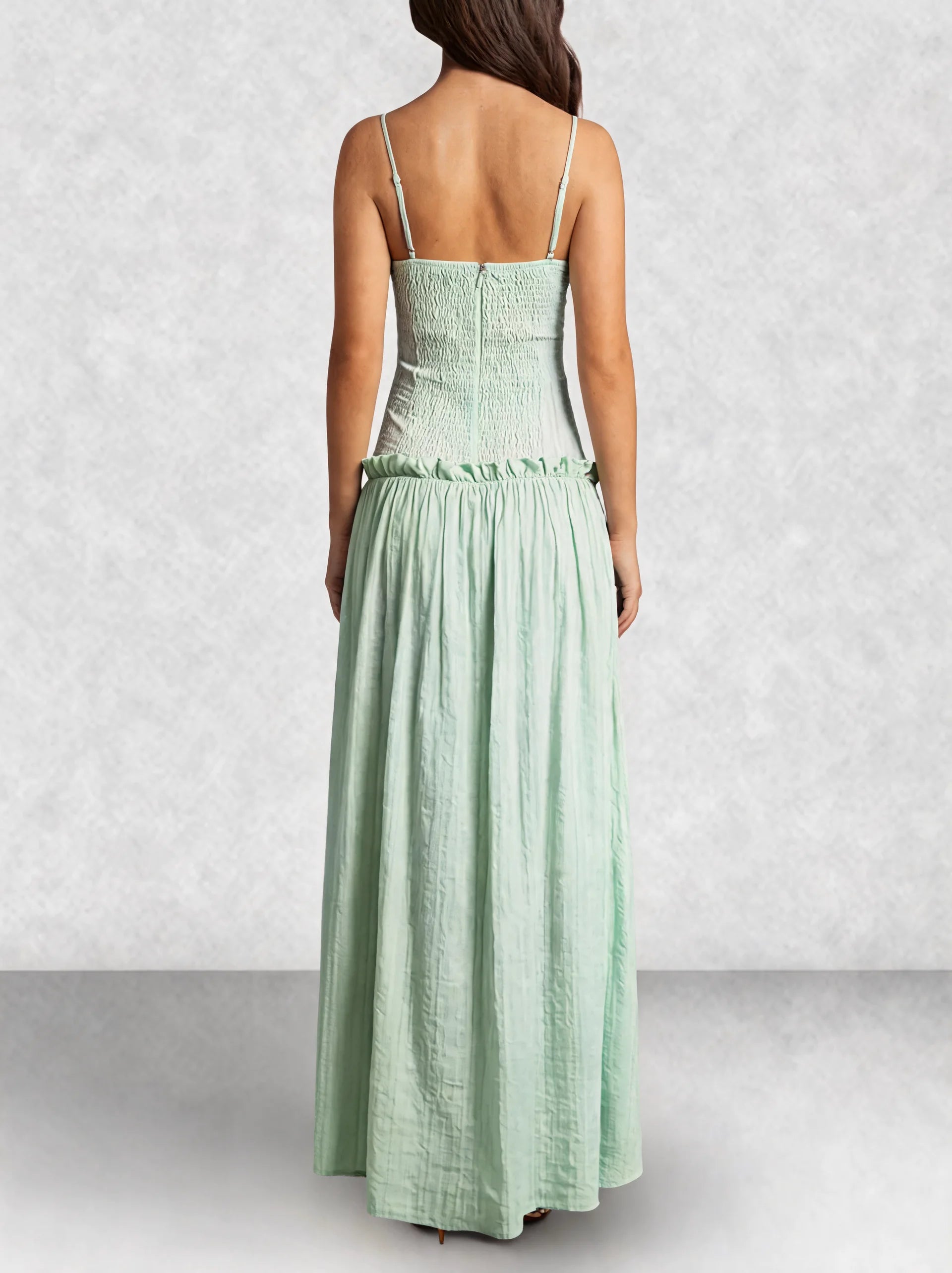 Drop Waist Corset Bodice Maxi Dress