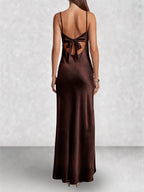 Satin Slip Tie Front Maxi Dress