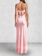 Satin Slip Tie Front Maxi Dress