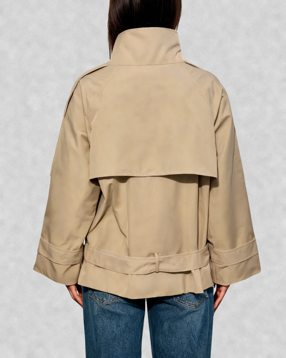 Cape Sleeve Double-Breasted Trench Jacket