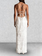 Floral Cowl Neck Lace Up Back Maxi Dress