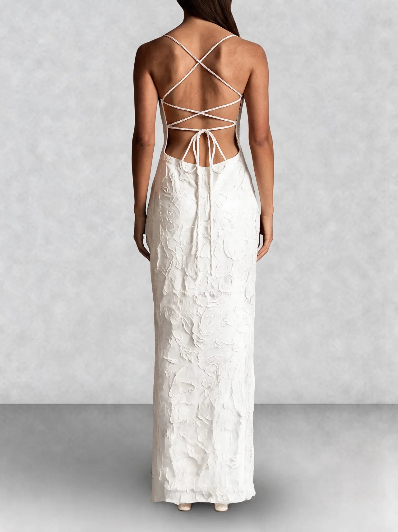 Floral Cowl Neck Lace Up Back Maxi Dress