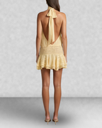 Halter Neck Drop Waist Mini Dress