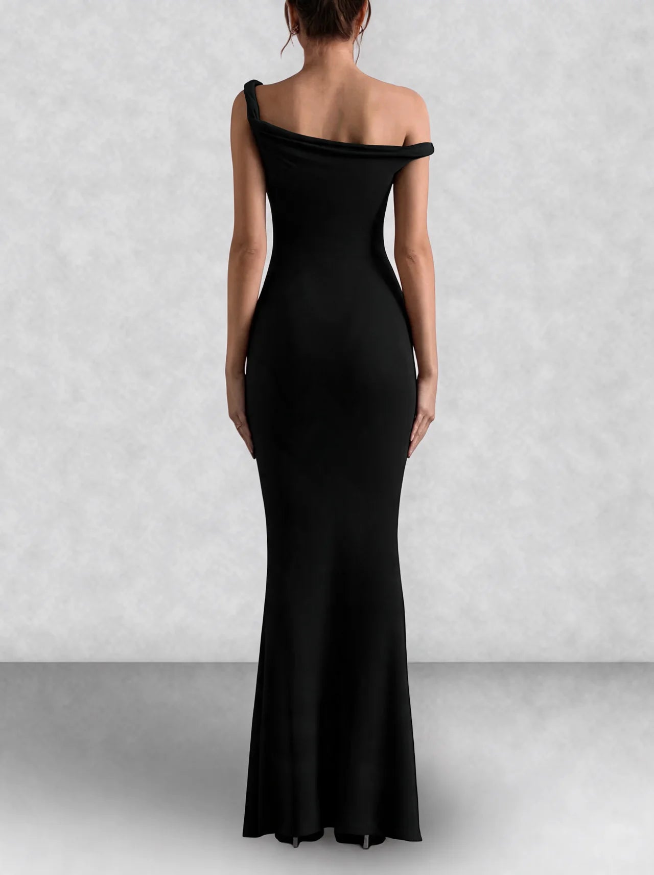 Off Shoulder Fishtail Column Maxi Dress