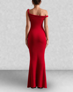 Off Shoulder Fishtail Column Maxi Dress