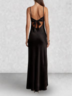 Satin Slip Tie Front Maxi Dress