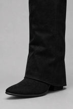 Foldover Cuff Knee-High Buckle Boots