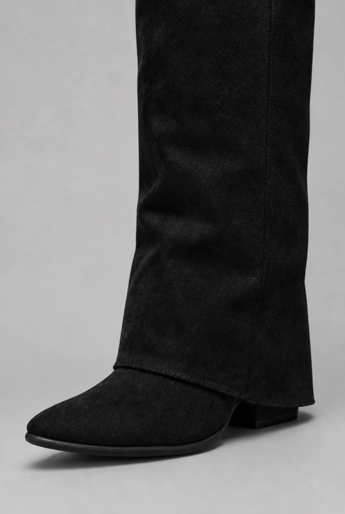 Foldover Cuff Knee-High Buckle Boots