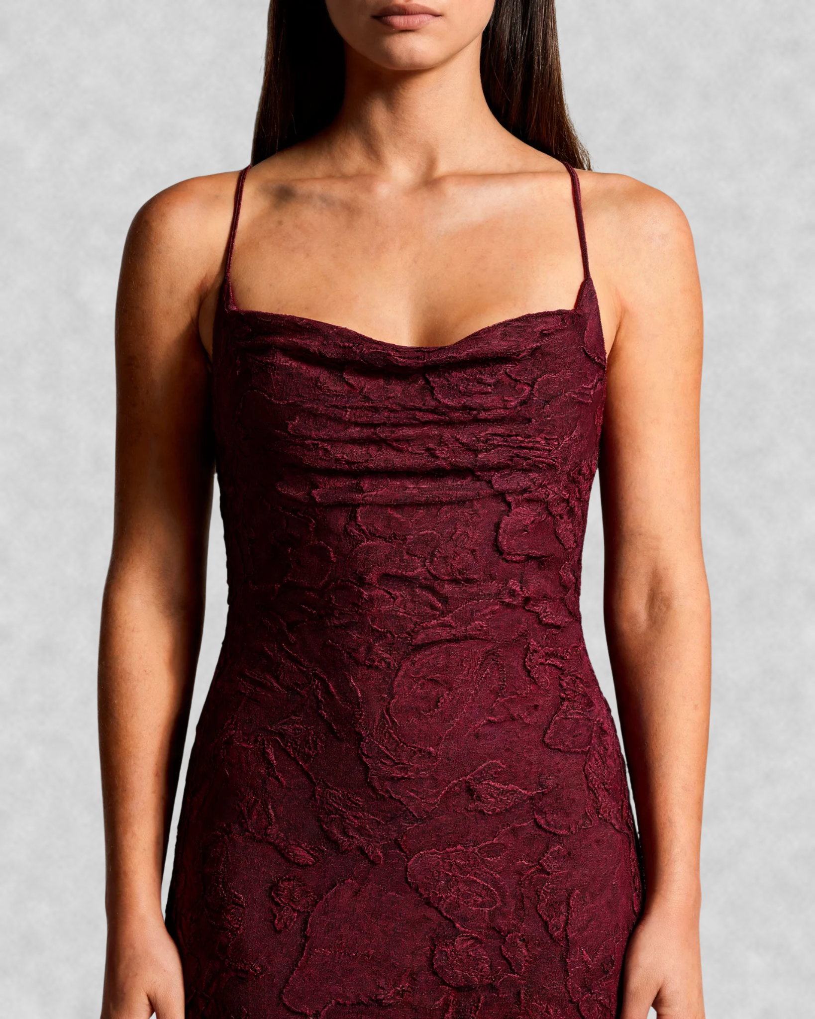 Floral Cowl Neck Lace Up Back Maxi Dress