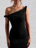 Off Shoulder Fishtail Column Maxi Dress