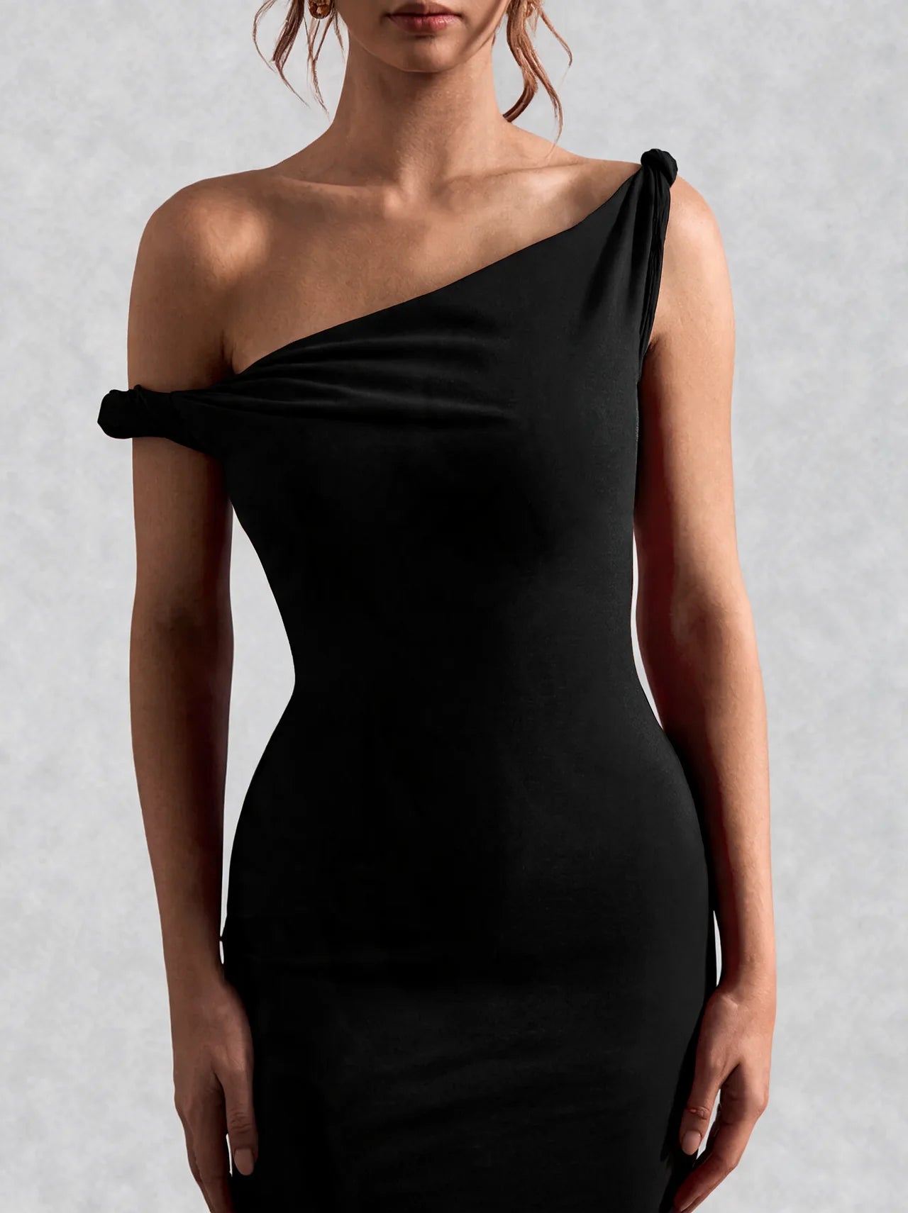 Off Shoulder Fishtail Column Maxi Dress