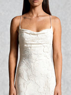 Floral Cowl Neck Lace Up Back Maxi Dress