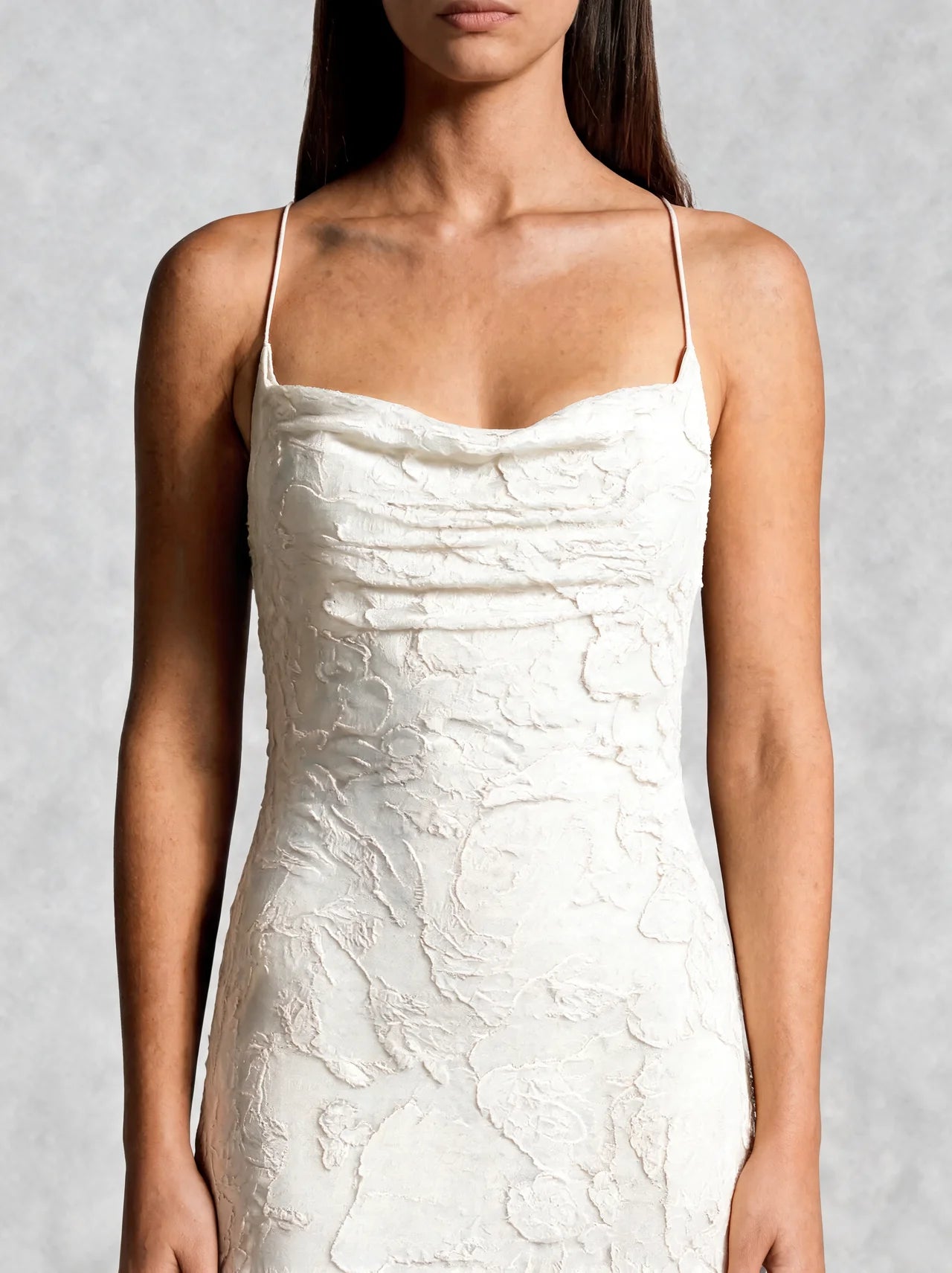 Floral Cowl Neck Lace Up Back Maxi Dress