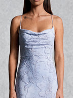 Floral Cowl Neck Lace Up Back Maxi Dress