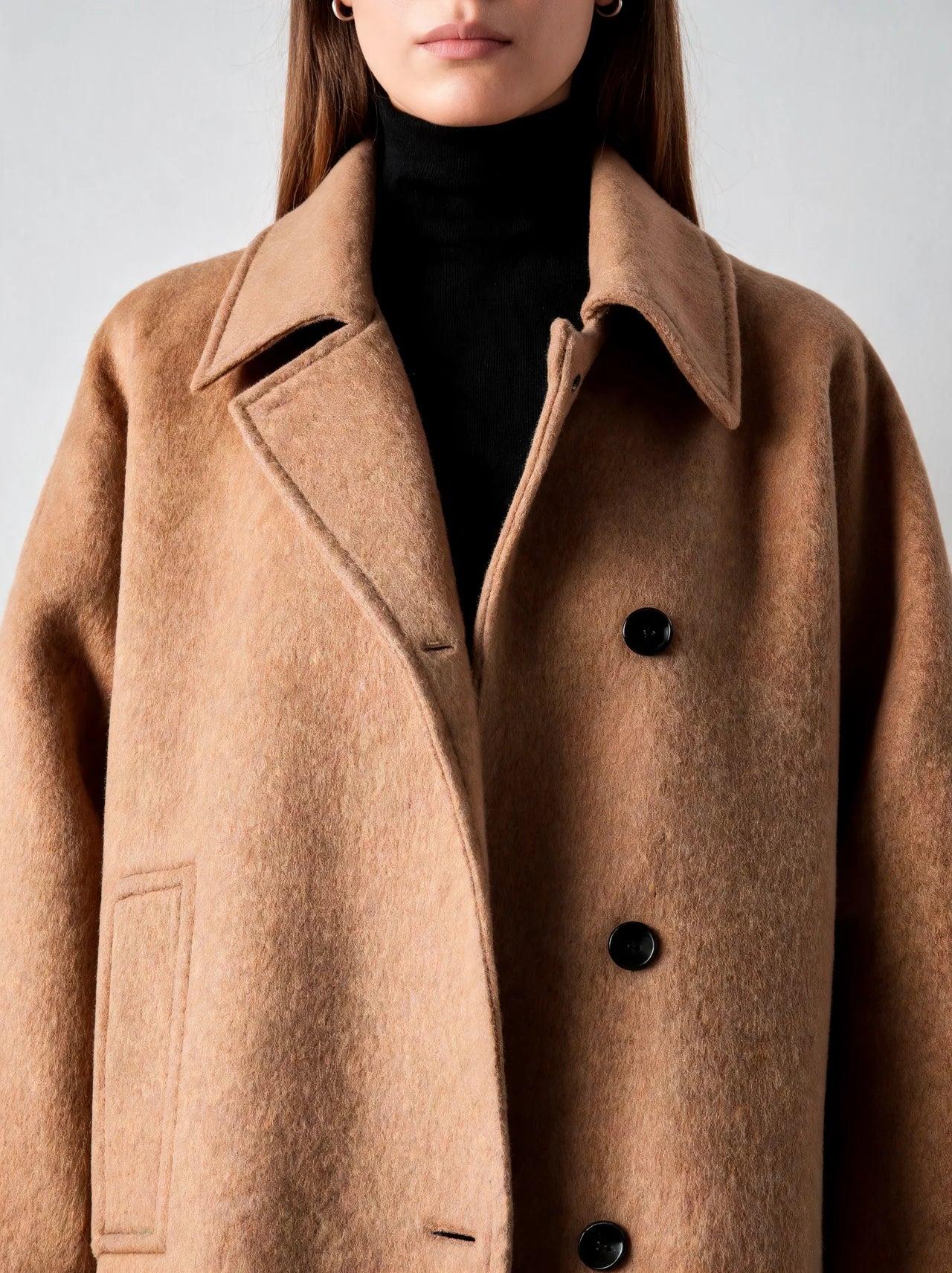 Oversized Cape Sleeve Wool Coat