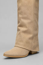 Foldover Cuff Knee-High Buckle Boots