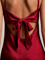 Satin Slip Tie Front Maxi Dress