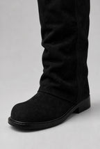 Double Buckle Knee-High Suede Boots