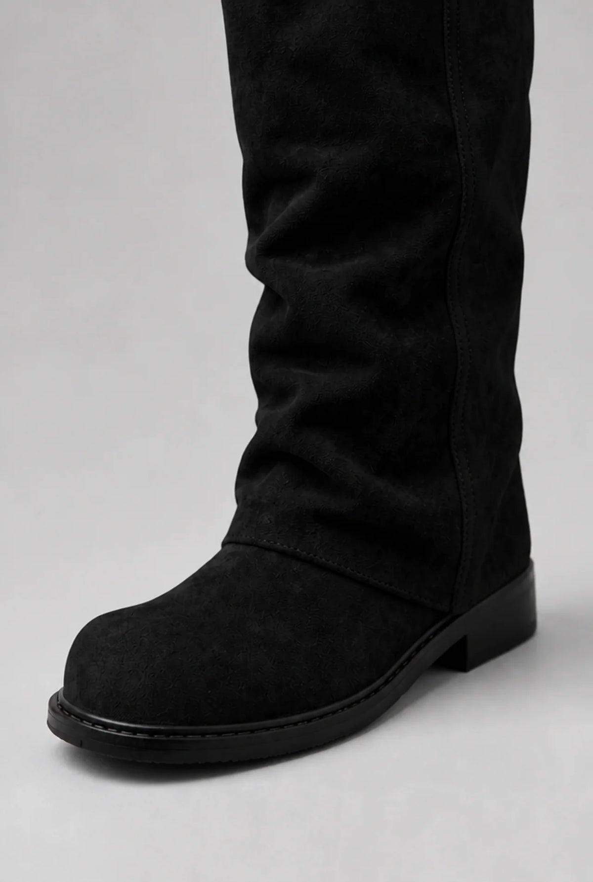 Double Buckle Knee-High Suede Boots