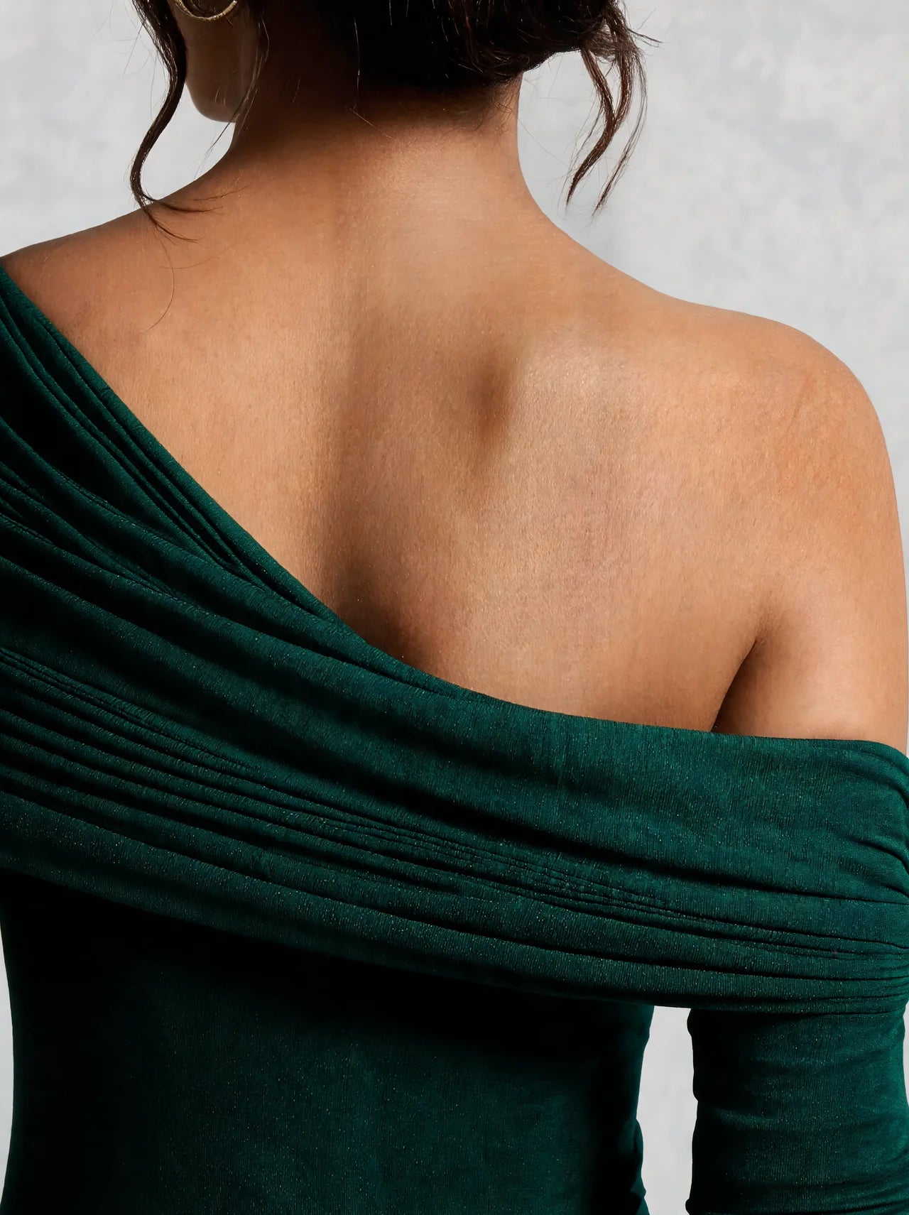 Off Shoulder Long Sleeve Draped Maxi Dress