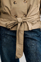 Cape Sleeve Double-Breasted Trench Jacket