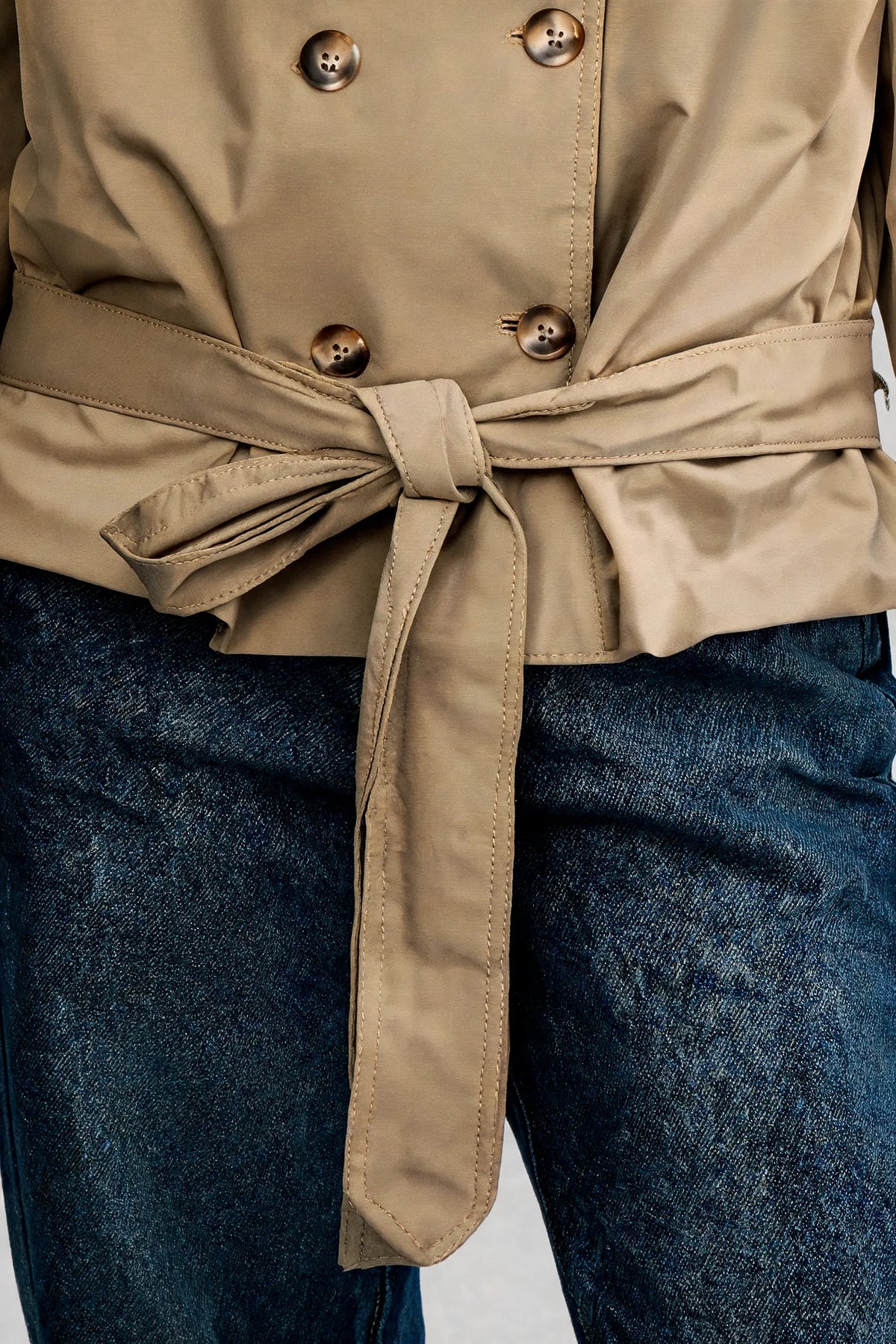 Cape Sleeve Double-Breasted Trench Jacket