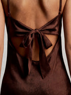 Satin Slip Tie Front Maxi Dress