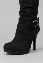 Slouchy Buckle Knee-High Stiletto Boots