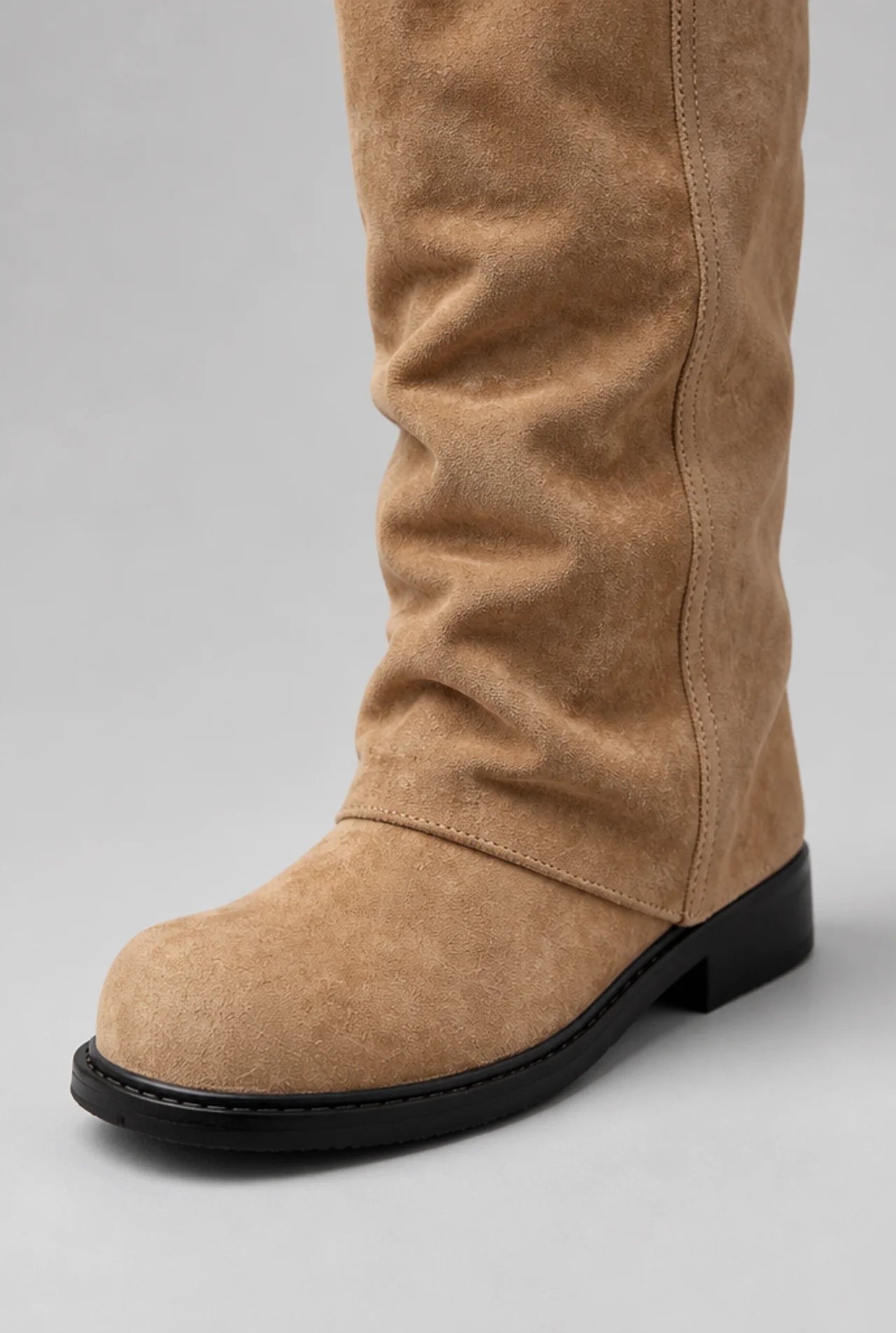 Double Buckle Knee-High Suede Boots