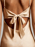 Satin Slip Tie Front Maxi Dress
