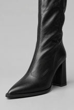Pointed Toe Knee-High Boots with Block Heel