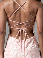 Floral Cowl Neck Lace Up Back Maxi Dress