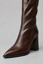 Pointed Toe Knee-High Boots with Block Heel