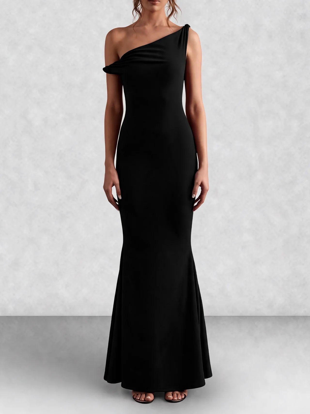 Off Shoulder Fishtail Column Maxi Dress