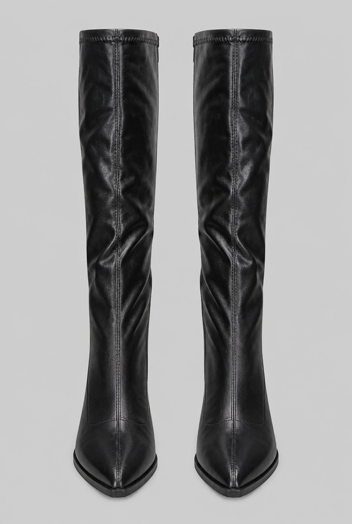 Pointed Toe Knee-High Boots with Block Heel