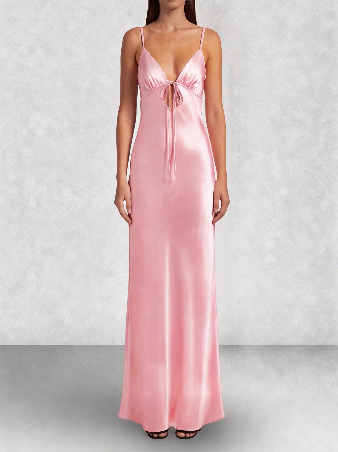 Satin Slip Tie Front Maxi Dress