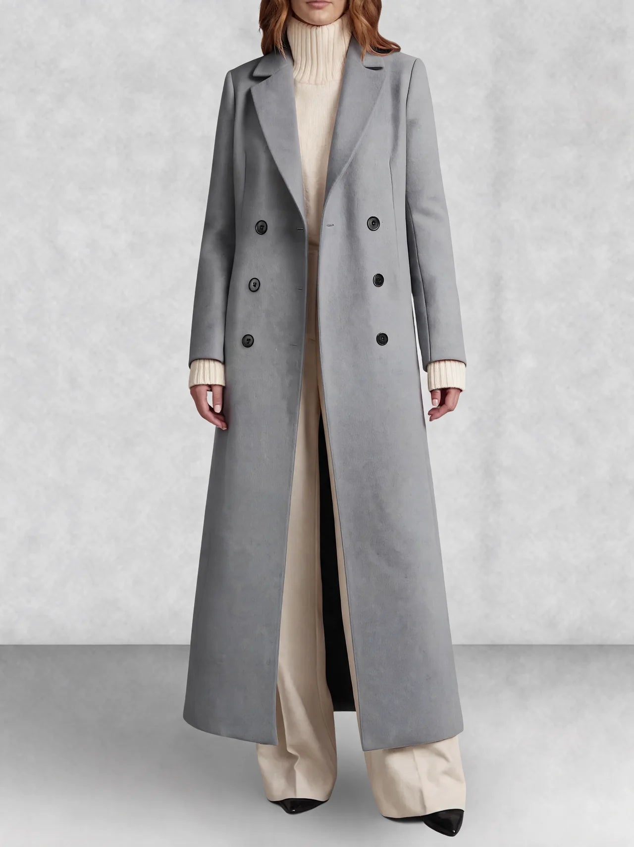 Longline Double-Breasted Wool Coat