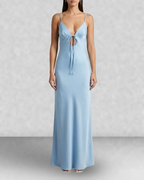 Satin Slip Tie Front Maxi Dress