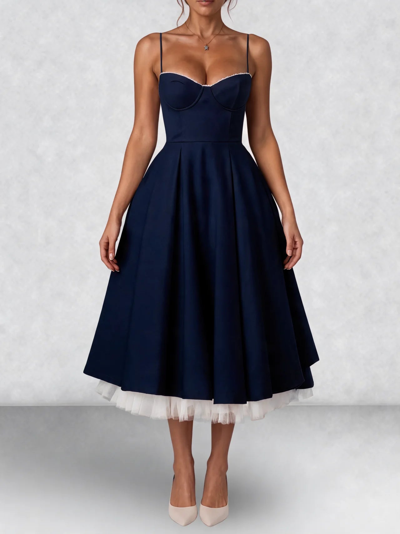 Satin Corset Midi Dress