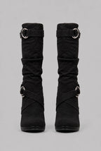 Slouchy Buckle Knee-High Stiletto Boots