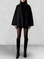 Oversized Cape Sleeve Wool Coat