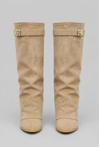 Foldover Cuff Knee-High Buckle Boots