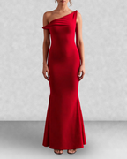 Off Shoulder Fishtail Column Maxi Dress
