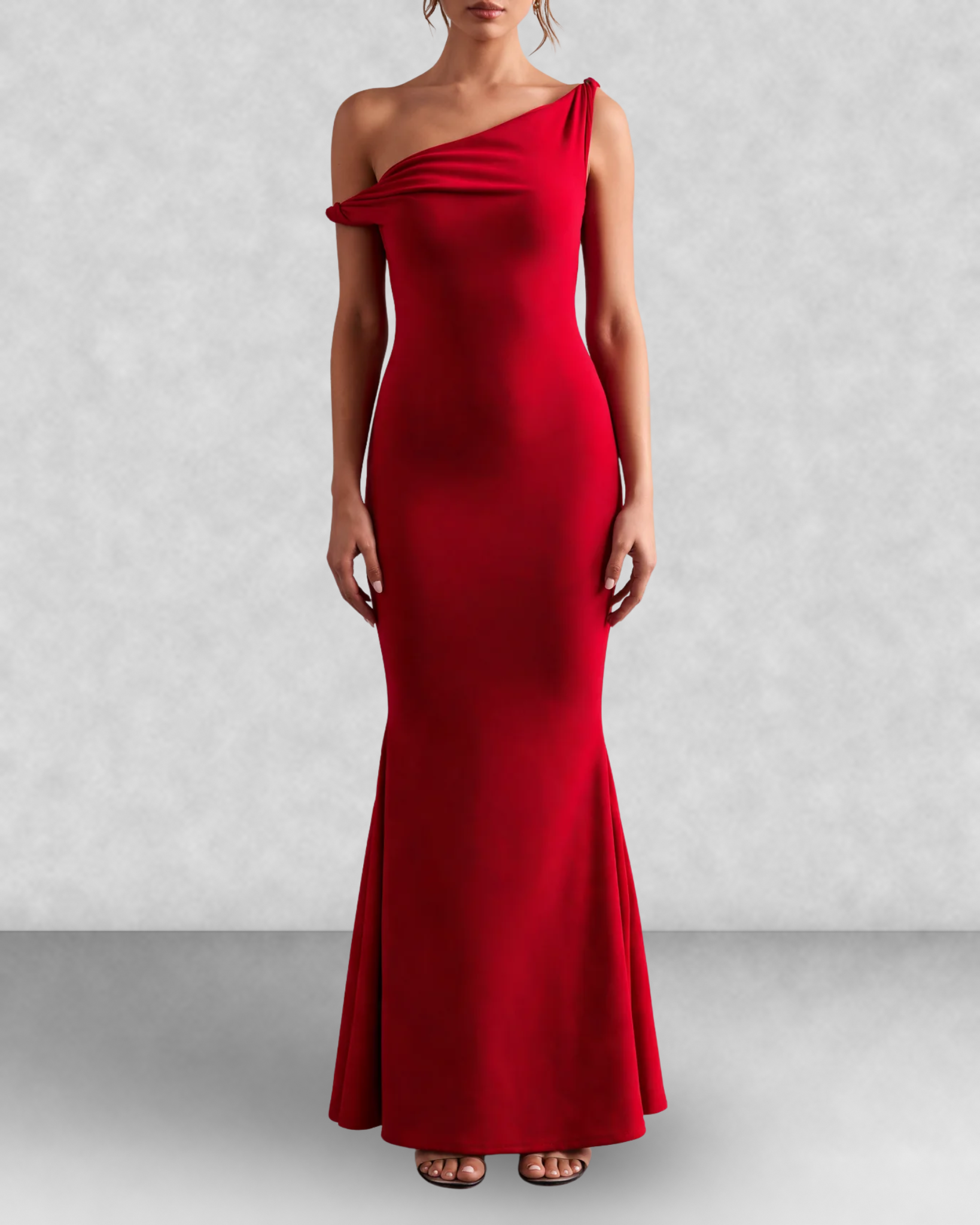 Off Shoulder Fishtail Column Maxi Dress