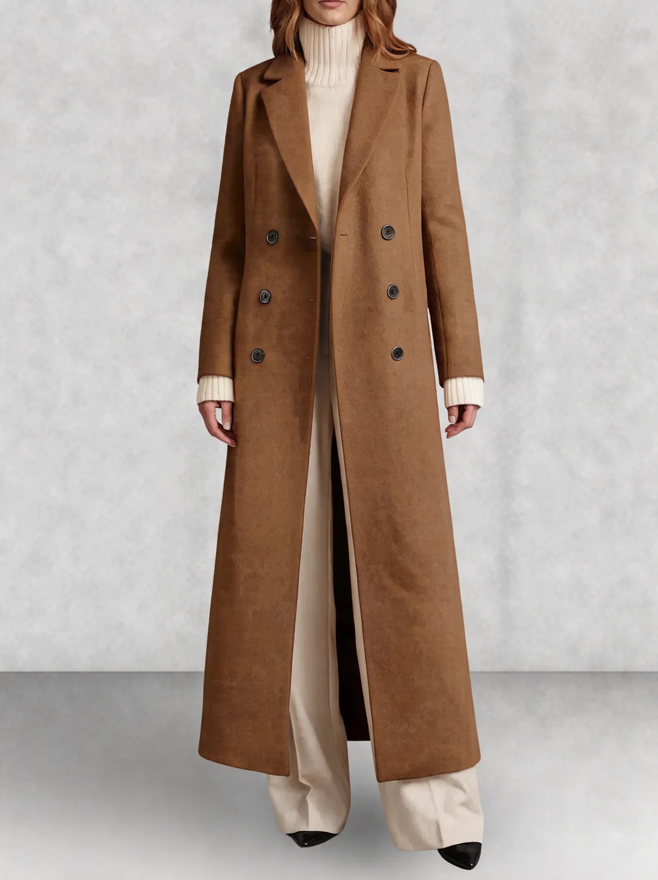 Longline Double-Breasted Wool Coat